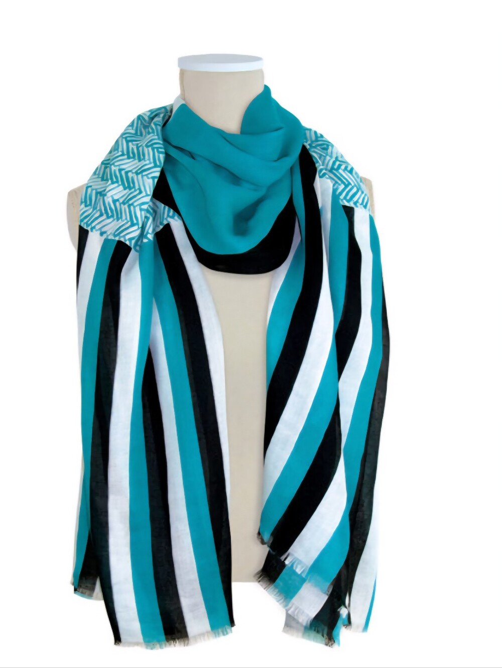 Jack & Missy Teal & Black Striped Women's Fashion Scarf
